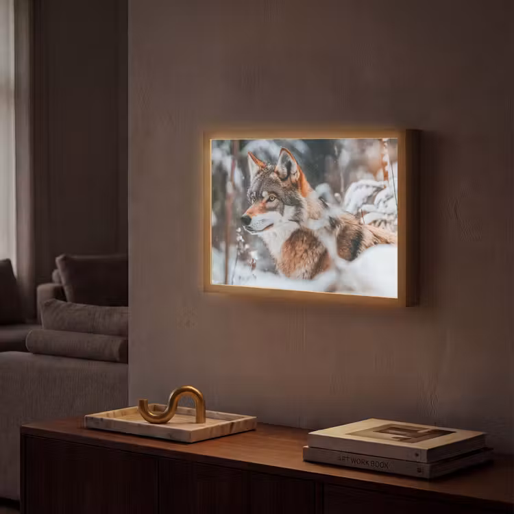 Lightbox - Wandlamp - Wolf - Sneeuw - Winter - Dieren - Natuur - Sneeuw — 2