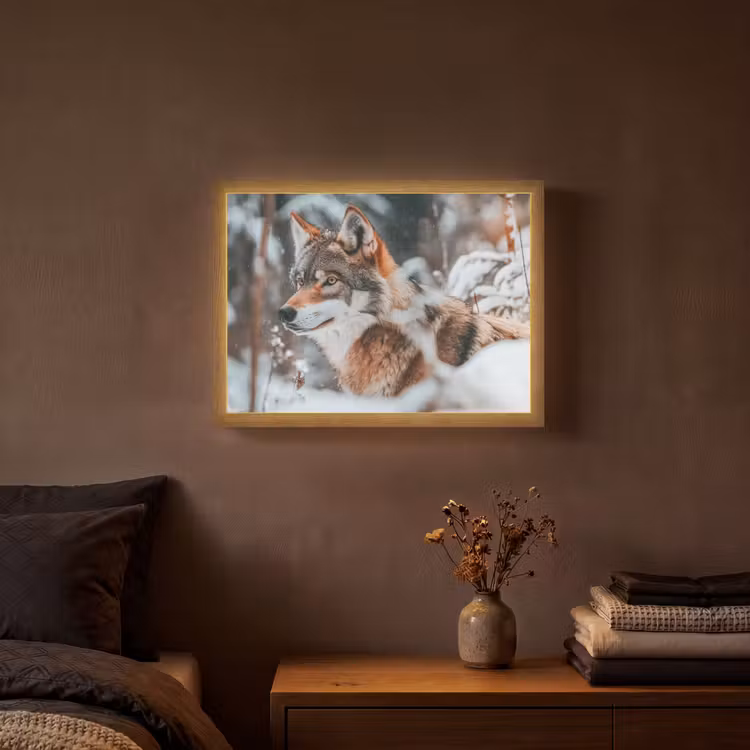 Lightbox - Wandlamp - Wolf - Sneeuw - Winter - Dieren - Natuur - Sneeuw — 3
