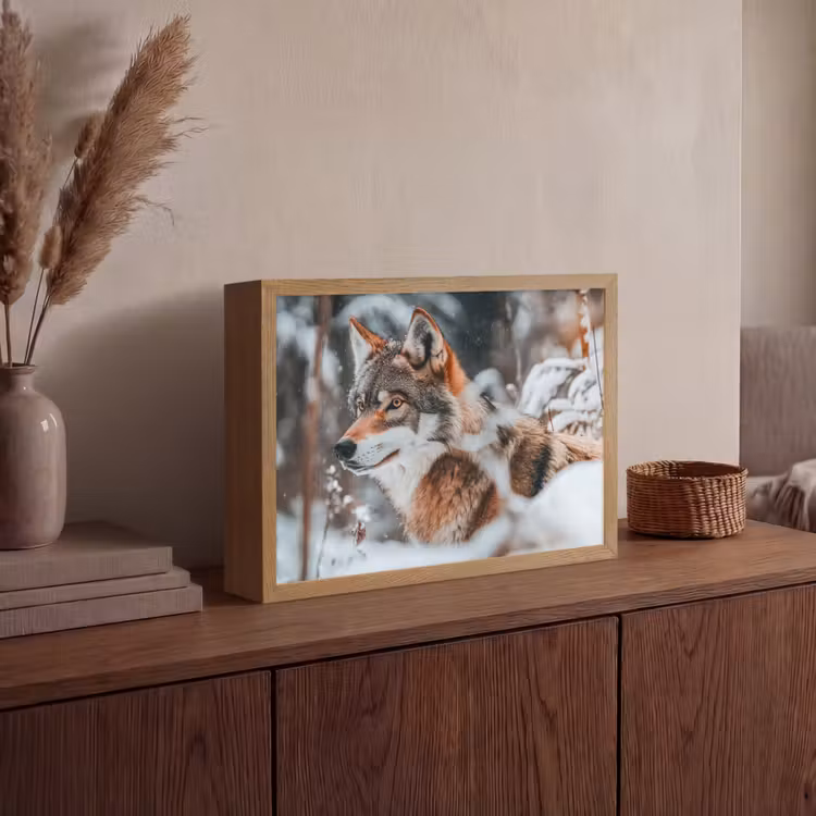 Lightbox - Wandlamp - Wolf - Sneeuw - Winter - Dieren - Natuur - Sneeuw — 4