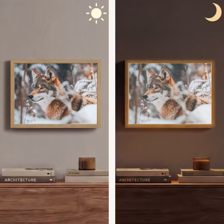 Lightbox - Wandlamp - Wolf - Sneeuw - Winter - Dieren - Natuur - Sneeuw — 6