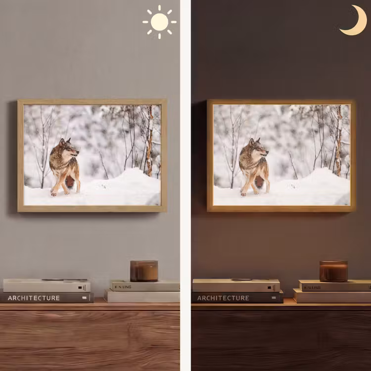 Lightbox - Wandlamp - Wolf - Winter - Sneeuw - Natuur - Dieren — 6