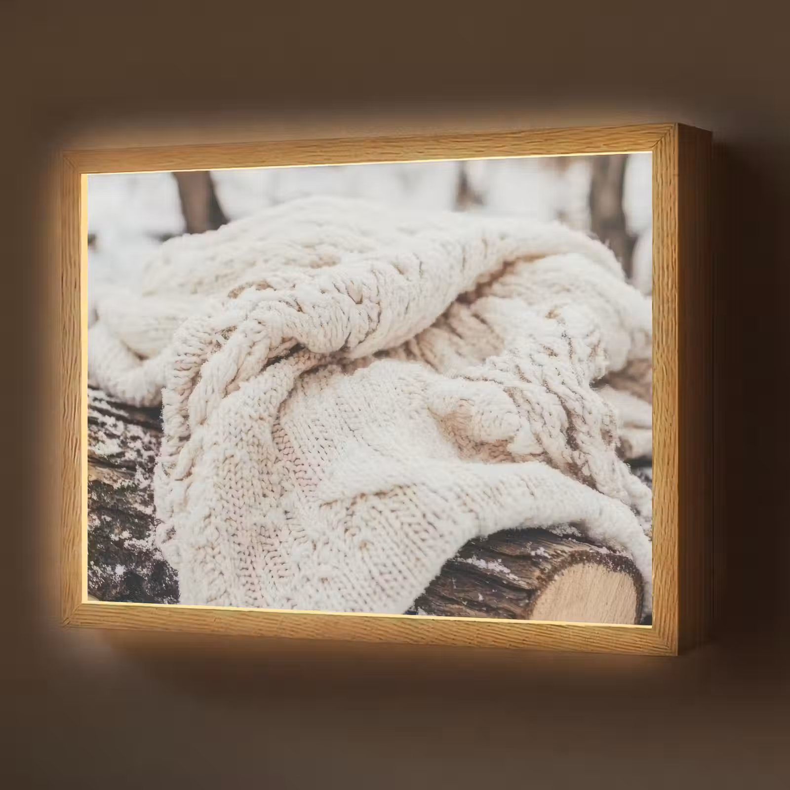 Lightbox - Wandlamp - Deken - Wit - Boomstronk - Winter - Sneeuw — 1