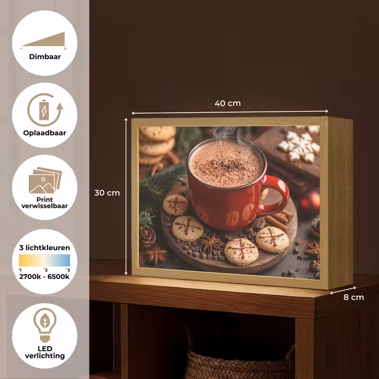 Lightbox - Wandlamp - Chocolademelk - Mok - Winter - Kerst - Gezelligheid — 10