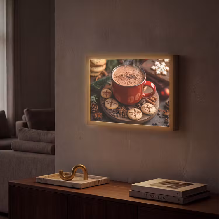 Lightbox - Wandlamp - Chocolademelk - Mok - Winter - Kerst - Gezelligheid — 2