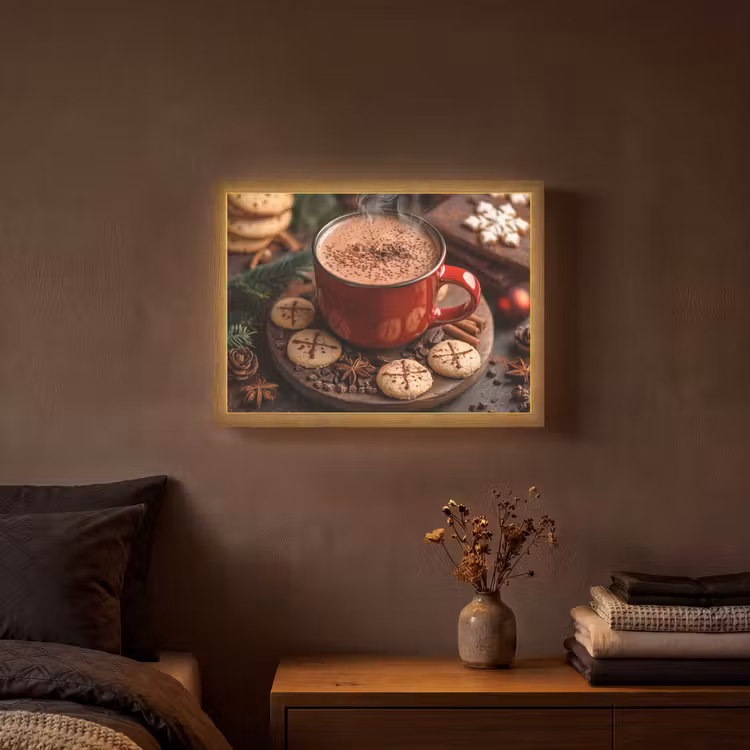 Lightbox - Wandlamp - Chocolademelk - Mok - Winter - Kerst - Gezelligheid — 3