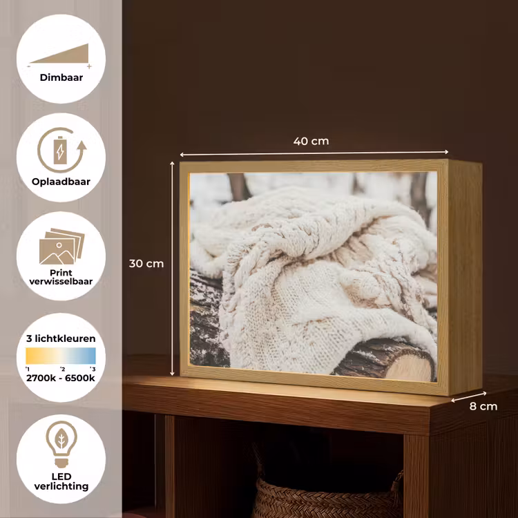 Lightbox - Wandlamp - Deken - Wit - Boomstronk - Winter - Sneeuw — 10