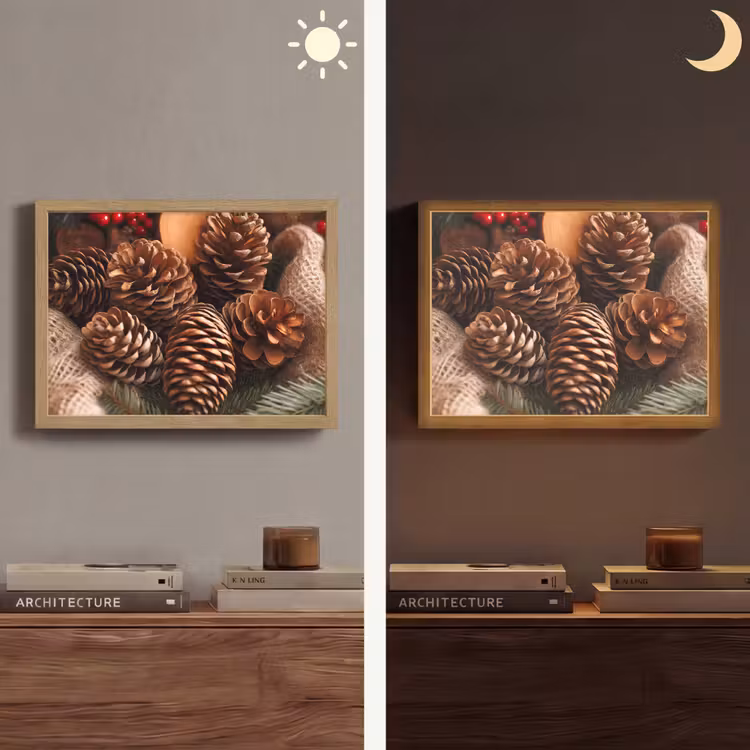Lightbox - Wandlamp - Dennenappels - Boom - Winter - Natuur - Bruin — 6