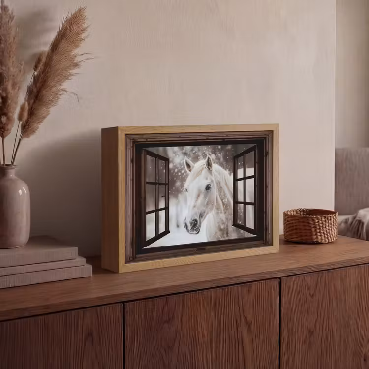 Lightbox - Wandlamp - Doorkijk - Paard - Wit - Winterlandschap - Sneeuw — 4