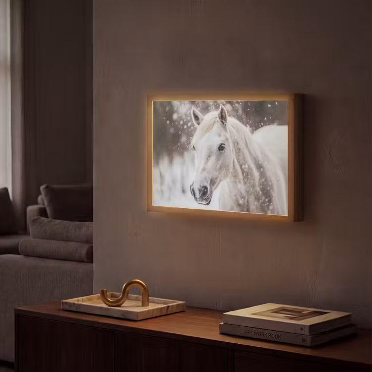 Lightbox - Wandlamp - Paard - Wit - Winter - Natuur - Sneeuw - Dieren — 2
