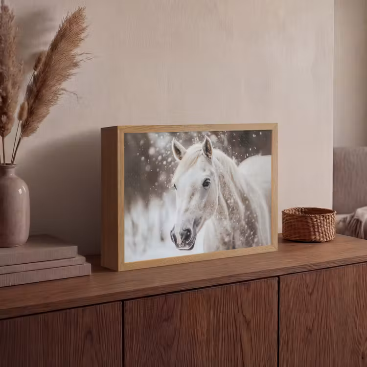 Lightbox - Wandlamp - Paard - Wit - Winter - Natuur - Sneeuw - Dieren — 4