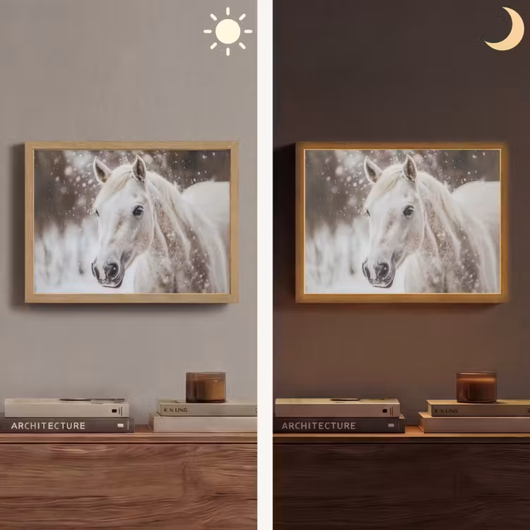 Lightbox - Wandlamp - Paard - Wit - Winter - Natuur - Sneeuw - Dieren — 6