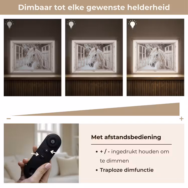 Lightbox - Wandlamp - Paard - Wit - Winter - Sneeuw - Doorkijk - Dieren — 9