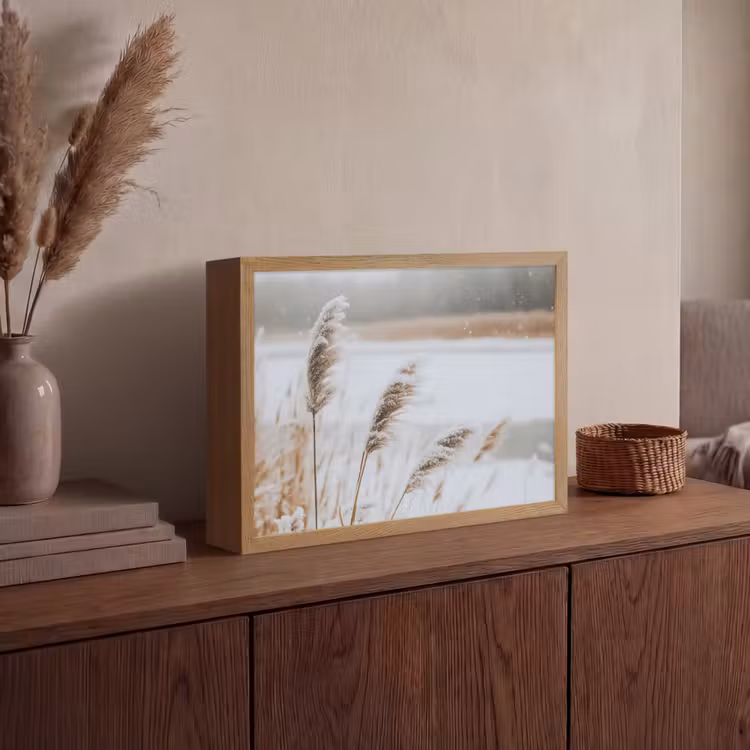 Lightbox - Wandlamp - Riet - Meer - Winter - Natuur - Sneeuw - Beige — 4