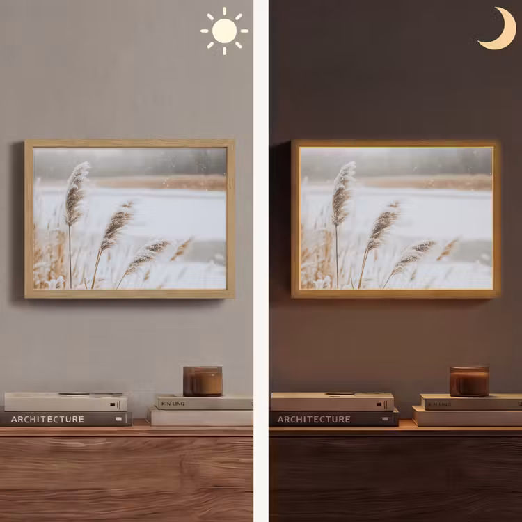 Lightbox - Wandlamp - Riet - Meer - Winter - Natuur - Sneeuw - Beige — 6