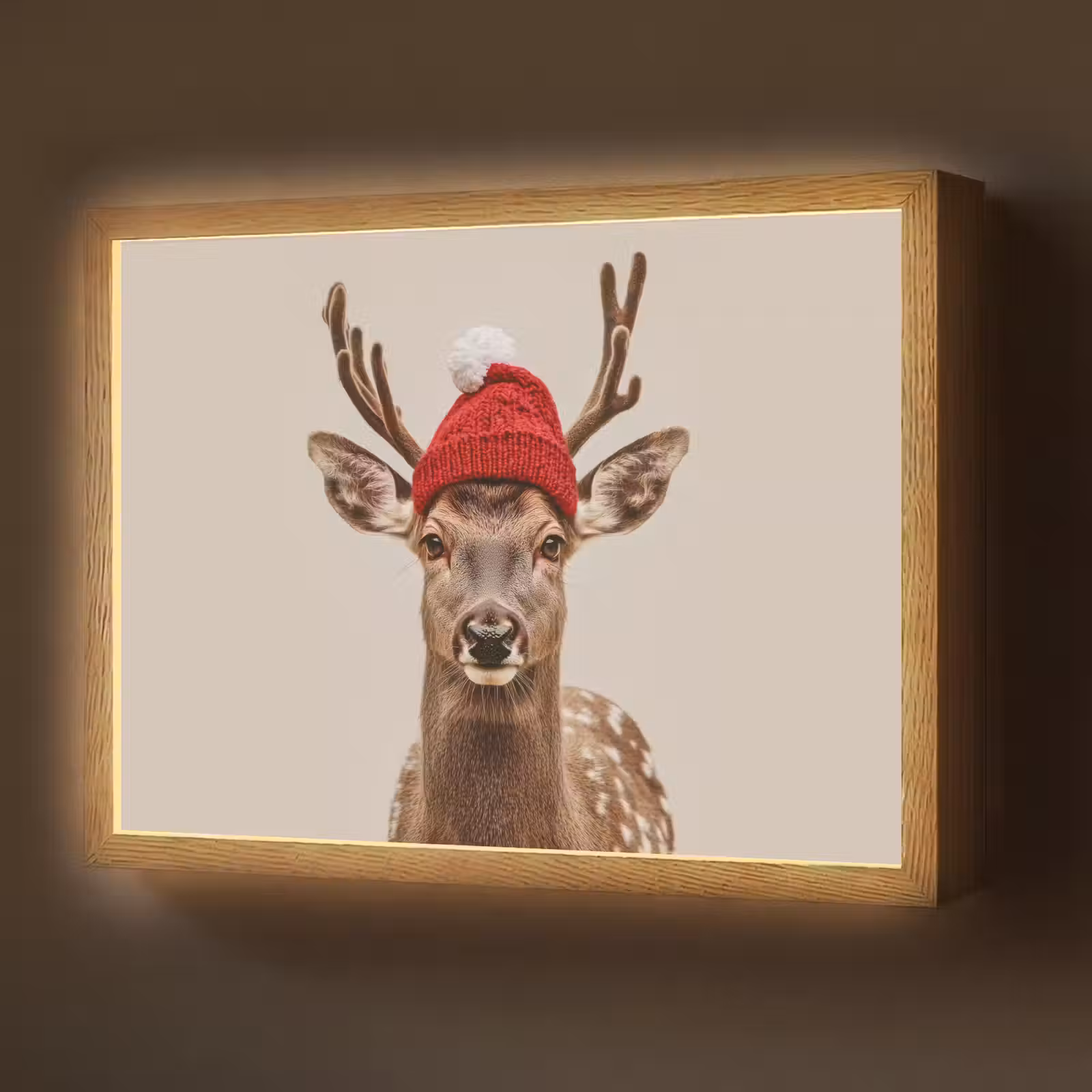 Lightbox - Wandlamp - Hert - Kerst - Muts - Dieren - Winter - Grappig — 1