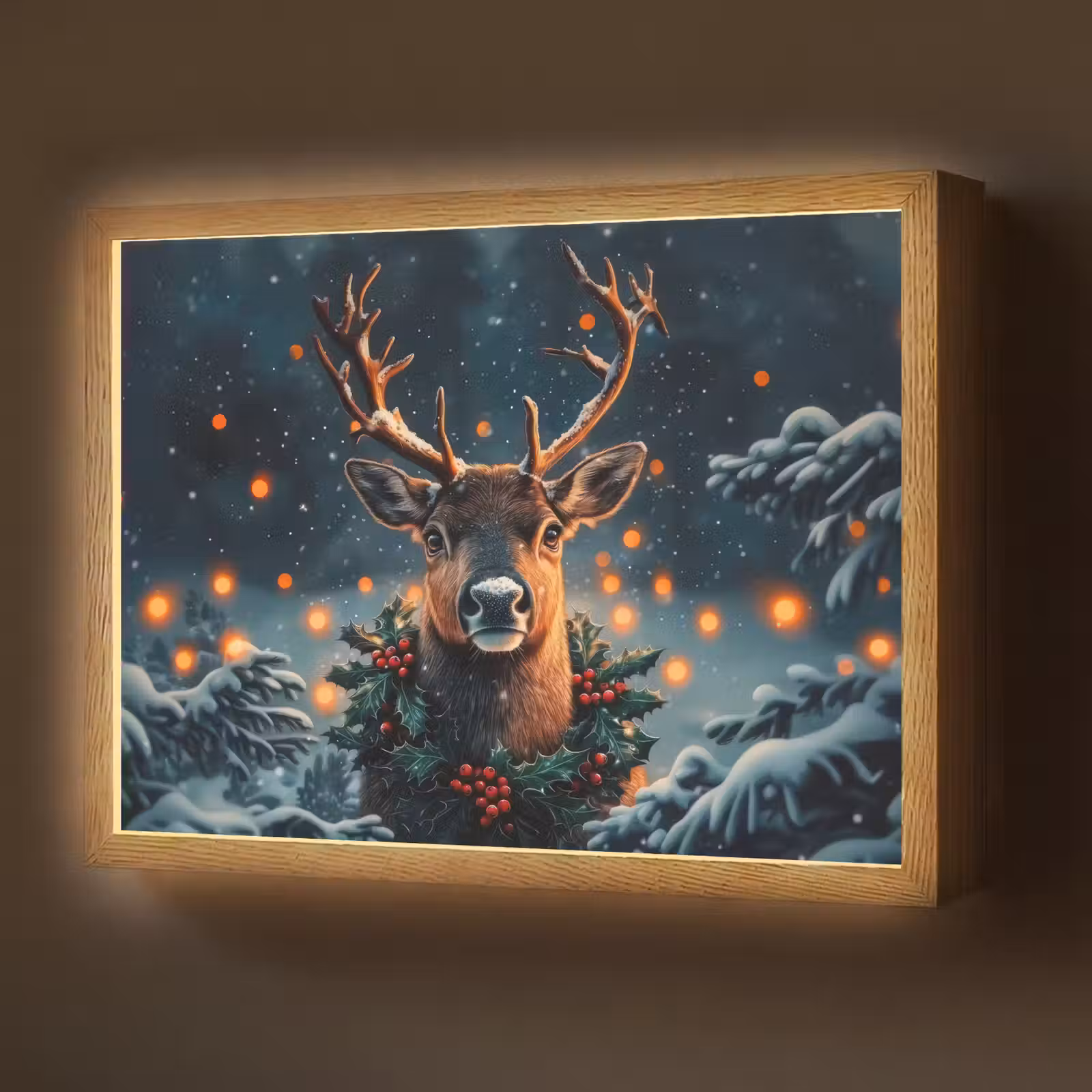 Lightbox - Wandlamp - Hert - Kerst - Winter - Sneeuw - Kerstkrans — 1