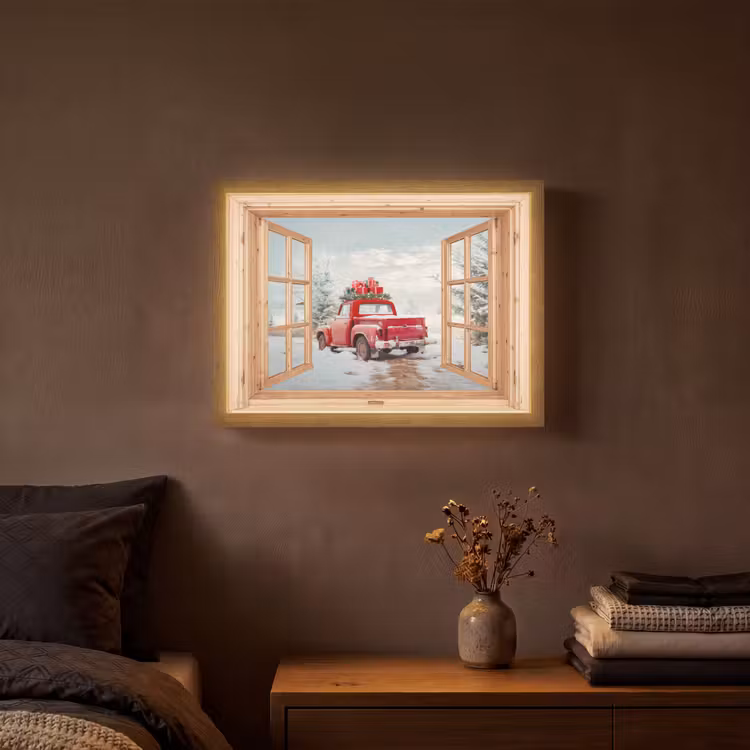 Lightbox - Wandlamp - Doorkijk - Auto - Kerst - Cadeaus - Winter - Landschap — 3