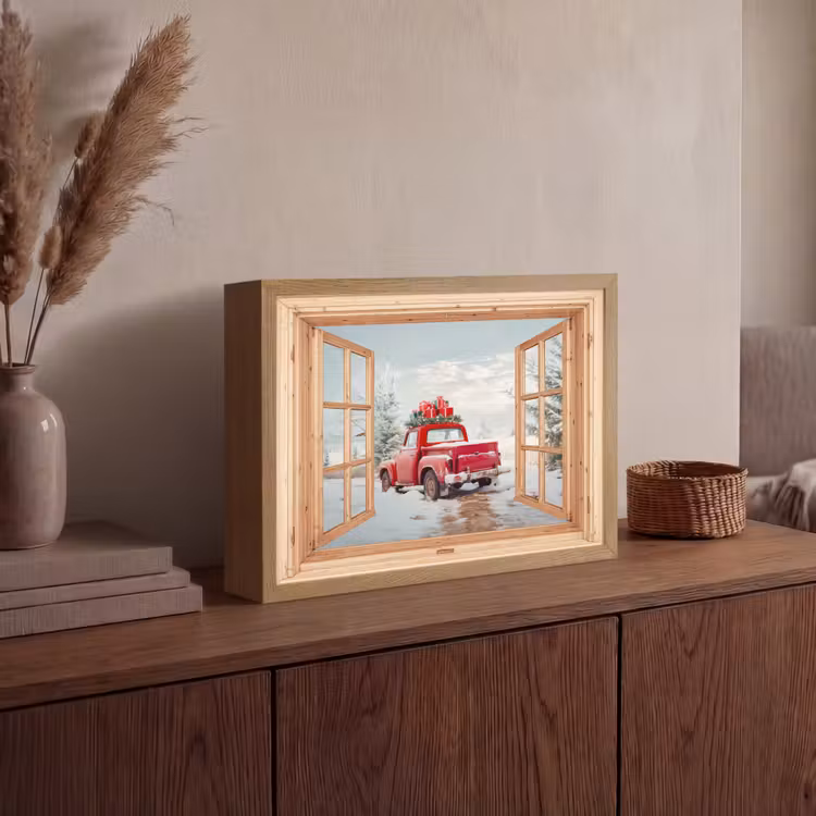 Lightbox - Wandlamp - Doorkijk - Auto - Kerst - Cadeaus - Winter - Landschap — 4