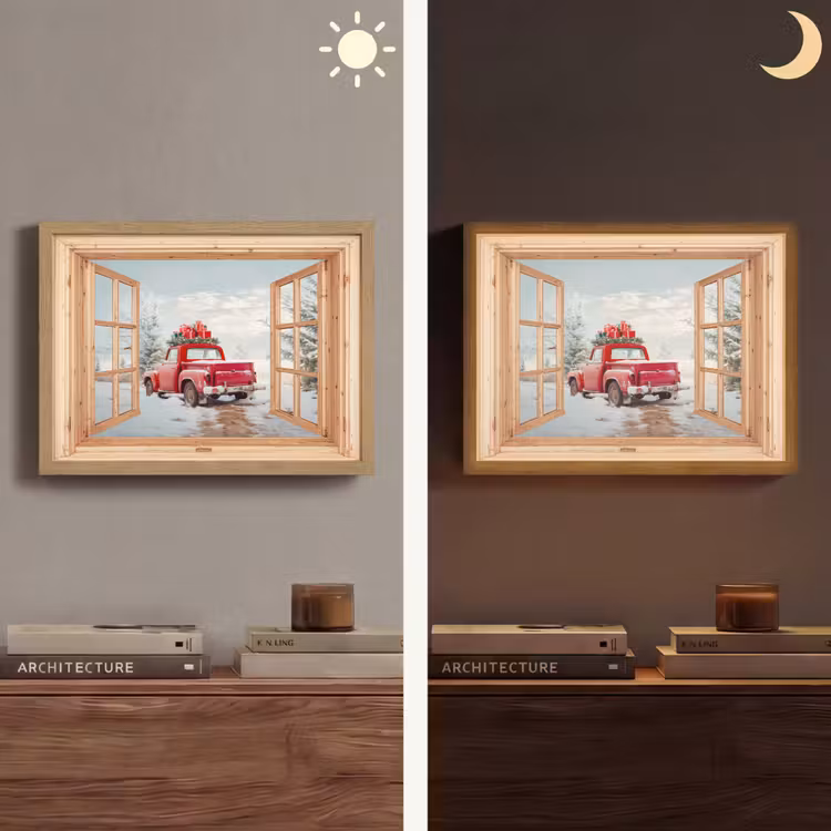 Lightbox - Wandlamp - Doorkijk - Auto - Kerst - Cadeaus - Winter - Landschap — 6