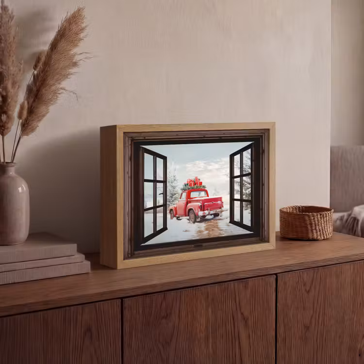 Lightbox - Wandlamp - Doorkijk - Auto - Rood - Cadeaus - Winterlandschap - Kerst — 4