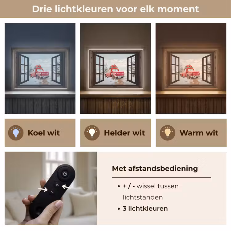 Lightbox - Wandlamp - Doorkijk - Auto - Rood - Cadeaus - Winterlandschap - Kerst — 8