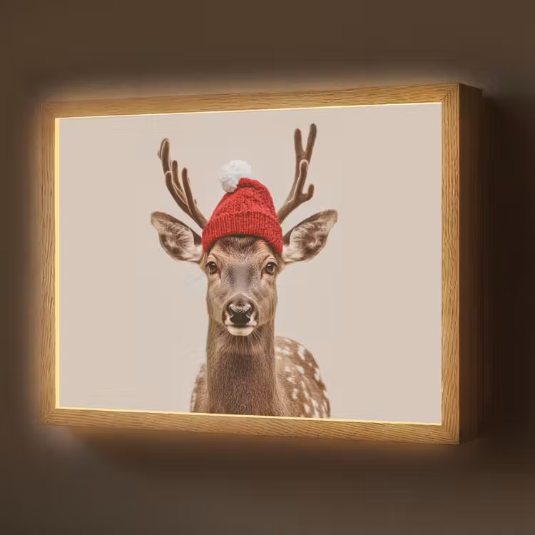 Lightbox - Wandlamp - Hert - Kerst - Muts - Dieren - Winter - Grappig — 1