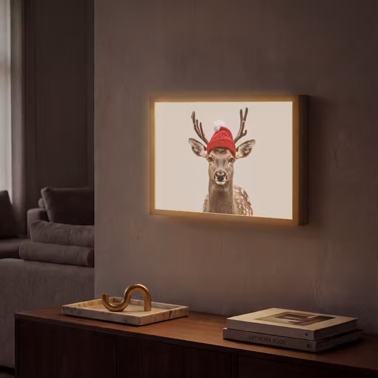 Lightbox - Wandlamp - Hert - Kerst - Muts - Dieren - Winter - Grappig — 2