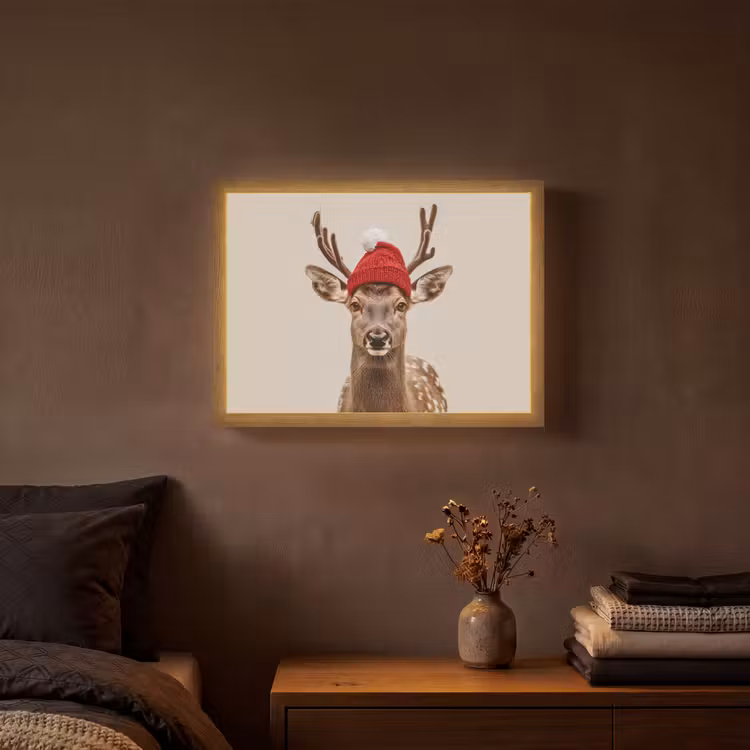 Lightbox - Wandlamp - Hert - Kerst - Muts - Dieren - Winter - Grappig — 3