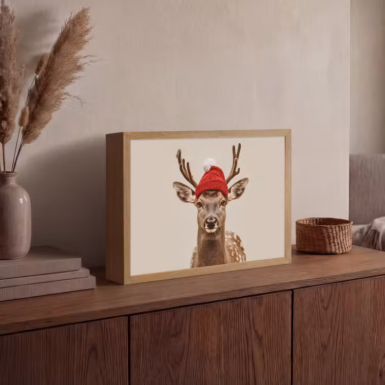 Lightbox - Wandlamp - Hert - Kerst - Muts - Dieren - Winter - Grappig — 4