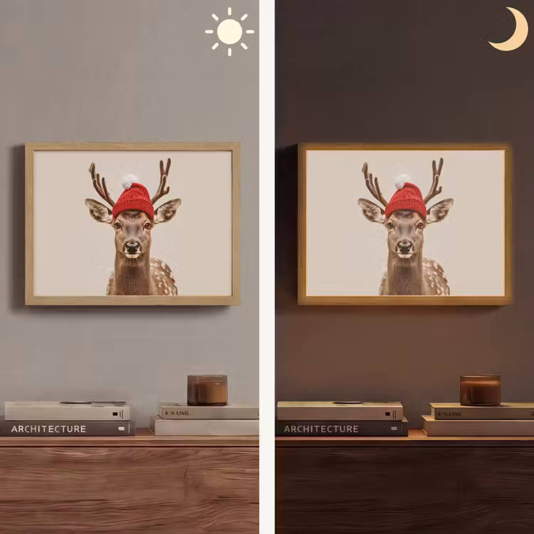 Lightbox - Wandlamp - Hert - Kerst - Muts - Dieren - Winter - Grappig — 6