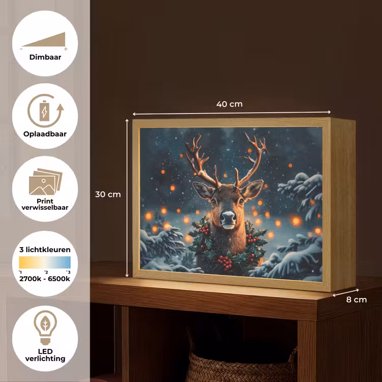 Lightbox - Wandlamp - Hert - Kerst - Winter - Sneeuw - Kerstkrans — 10