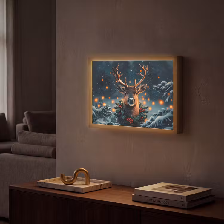 Lightbox - Wandlamp - Hert - Kerst - Winter - Sneeuw - Kerstkrans — 2