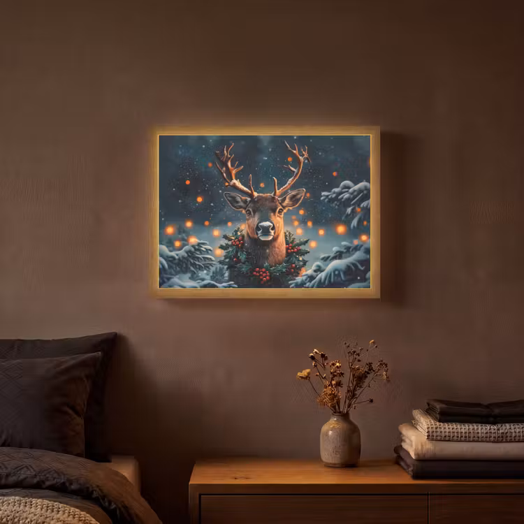 Lightbox - Wandlamp - Hert - Kerst - Winter - Sneeuw - Kerstkrans — 3