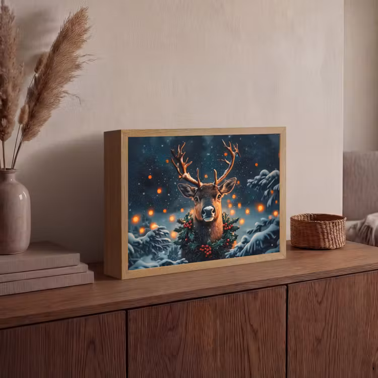 Lightbox - Wandlamp - Hert - Kerst - Winter - Sneeuw - Kerstkrans — 4