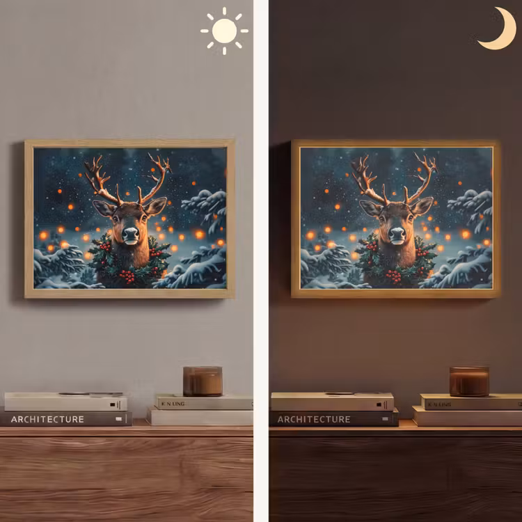 Lightbox - Wandlamp - Hert - Kerst - Winter - Sneeuw - Kerstkrans — 6