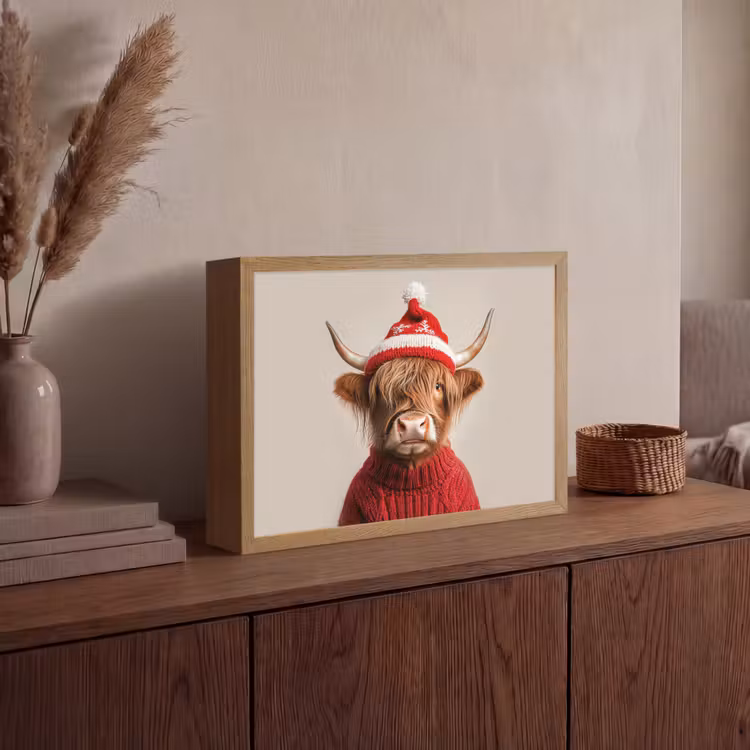 Lightbox - Wandlamp - Schotse Hooglander - Kerst - Muts - Trui - Winter — 4