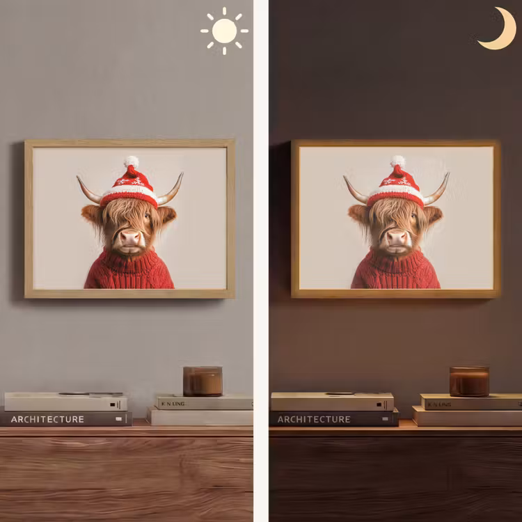 Lightbox - Wandlamp - Schotse Hooglander - Kerst - Muts - Trui - Winter — 6