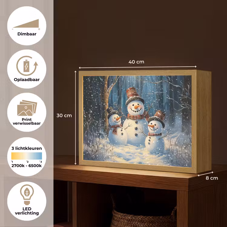 Lightbox - Wandlamp - Sneeuwpop - Sneeuw - Winter - Bos — 10