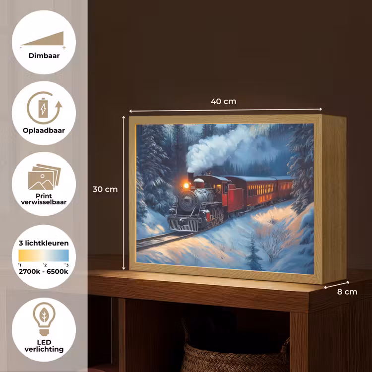 Lightbox - Wandlamp - Trein - Kerst - Sneeuw - Kersttrein — 10