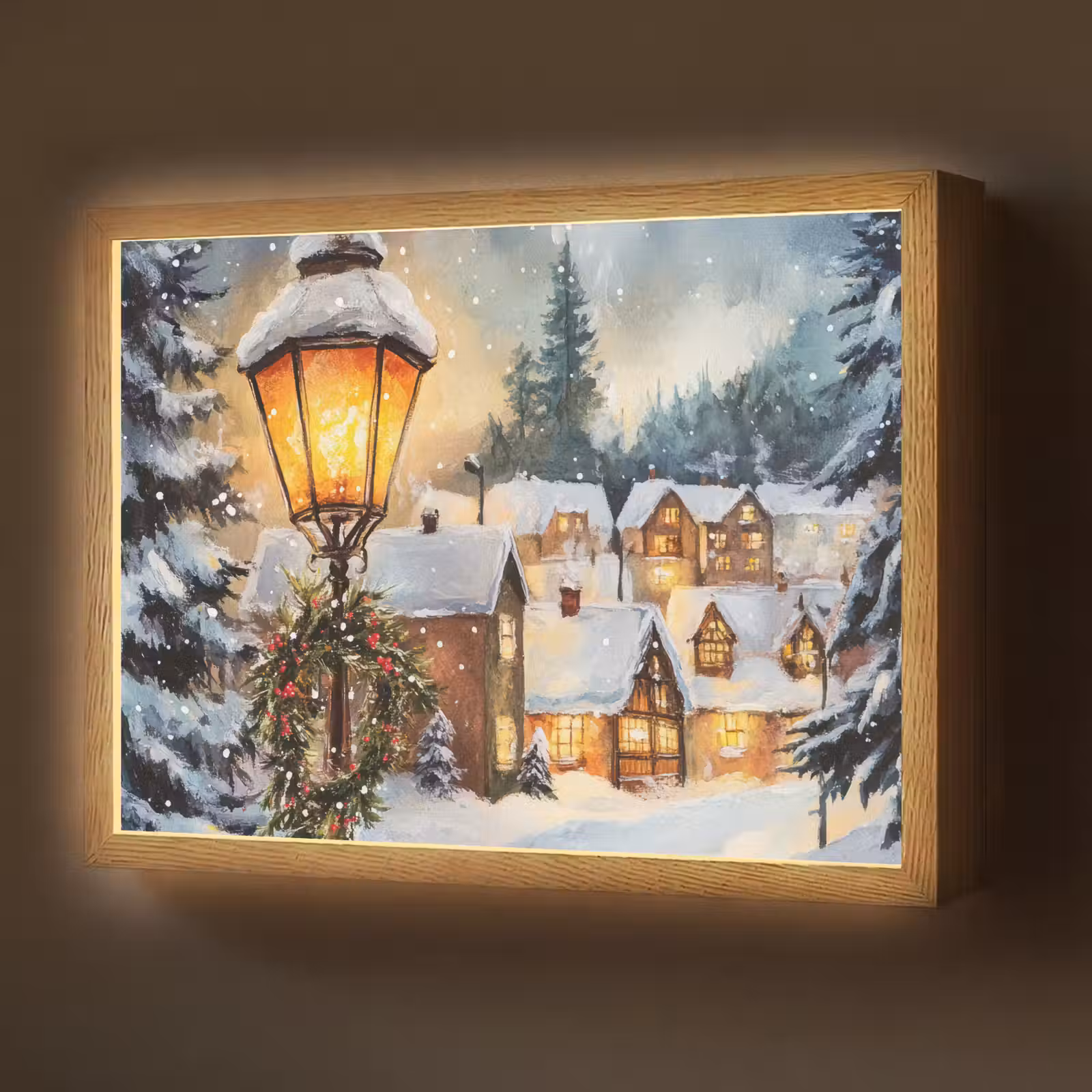 Lightbox - Wandlamp - Kerstdorp - Huizen - Sneeuw - Kerst — 1