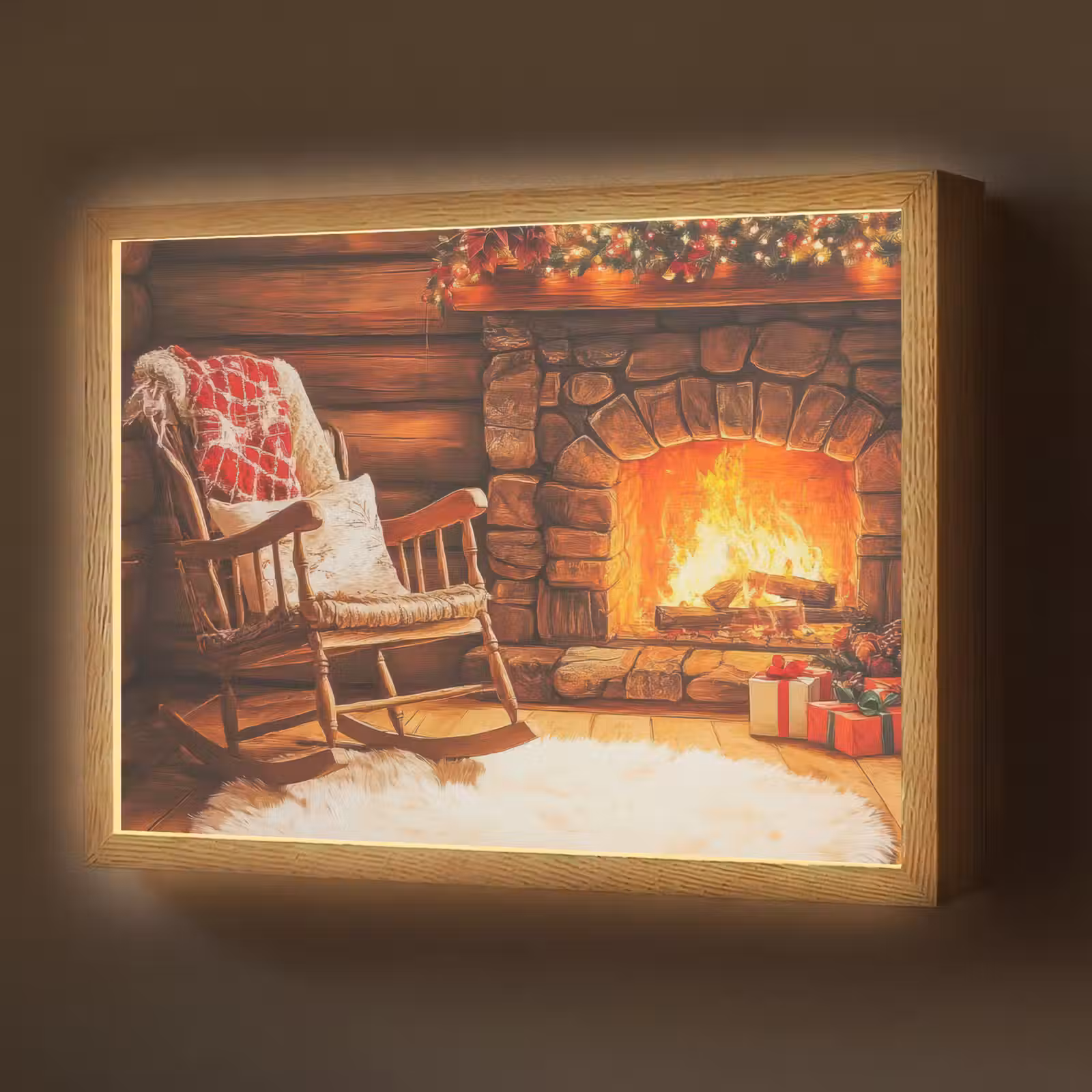 Lightbox - Wandlamp - Winter - Kerst - Huis - Openhaard — 1