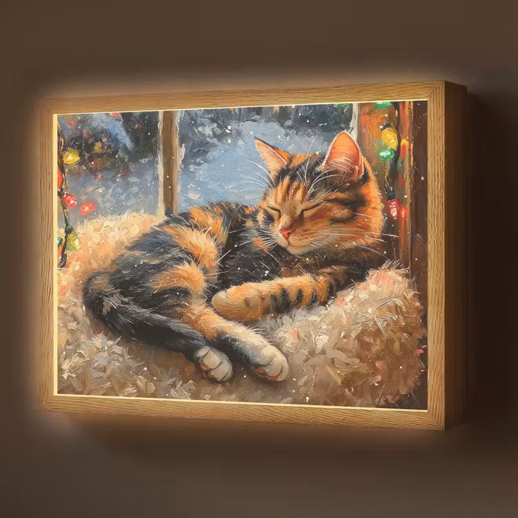 Lightbox - Wandlamp - Kat - Kerst - Winter - Dier — 1