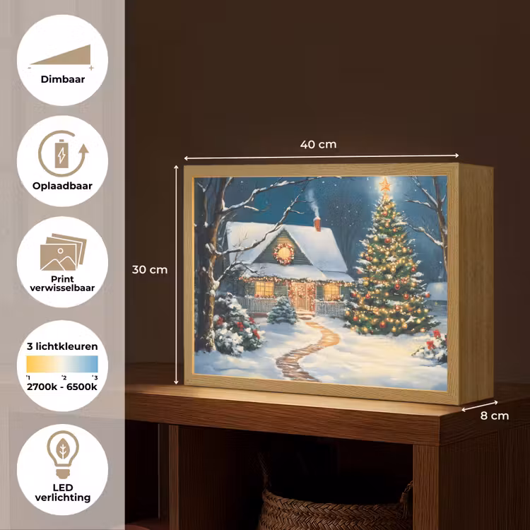 Lightbox - Wandlamp - Kerst - Kerstboom - Winter - Huis - Sneeuw — 10