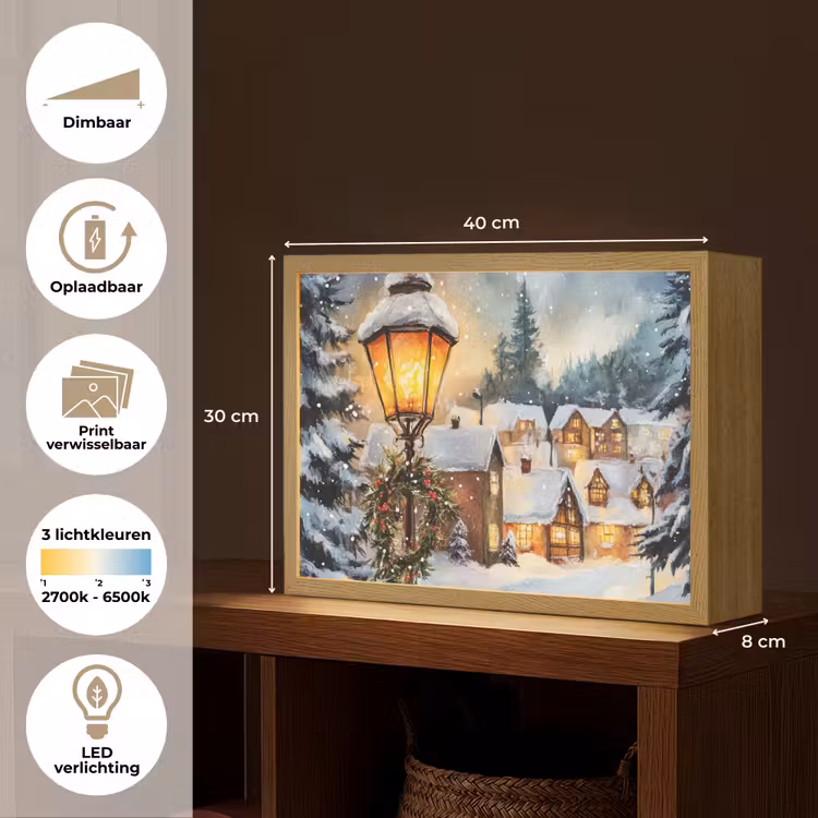 Lightbox - Wandlamp - Kerstdorp - Huizen - Sneeuw - Kerst — 10