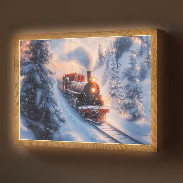 Lightbox - Wandlamp - Kersttrein - Sneeuw - Winter - Kerst — 1