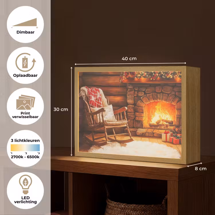 Lightbox - Wandlamp - Winter - Kerst - Huis - Openhaard — 10