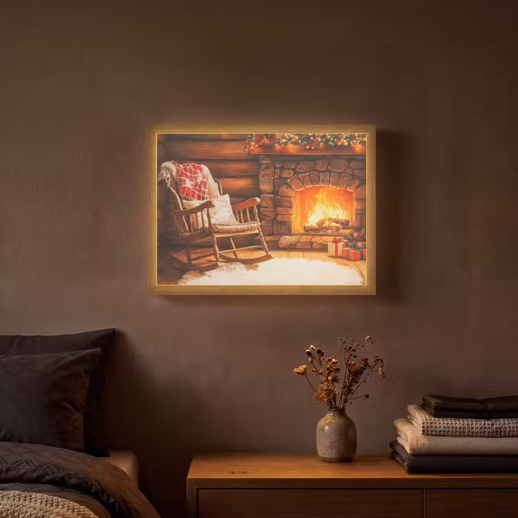Lightbox - Wandlamp - Winter - Kerst - Huis - Openhaard — 3