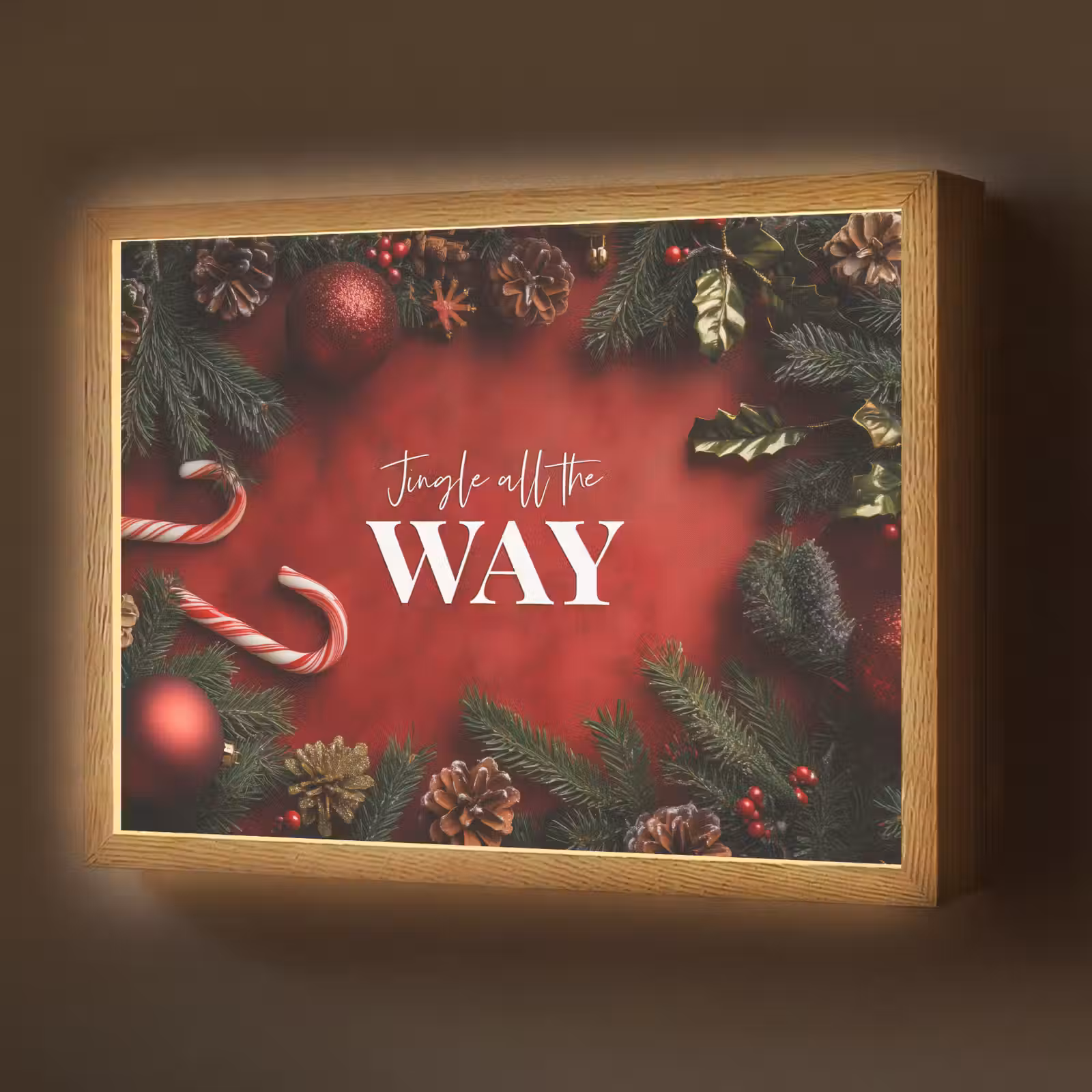 Lightbox - Wandlamp - Kerst - Quote - Rood - Kerstballen — 1