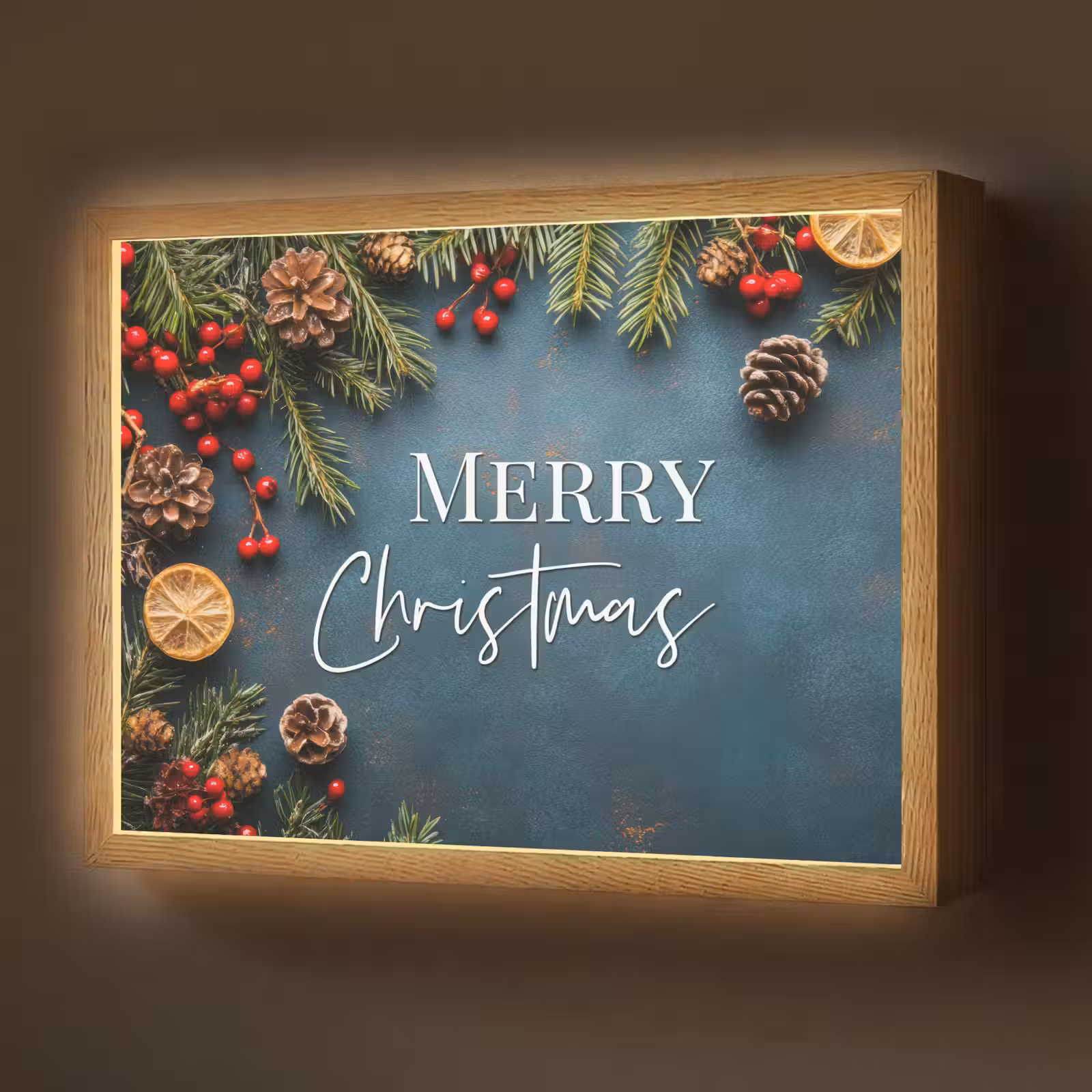Lightbox - Wandlamp - Merry Christmas - Blauw - Kerst - Winter — 1