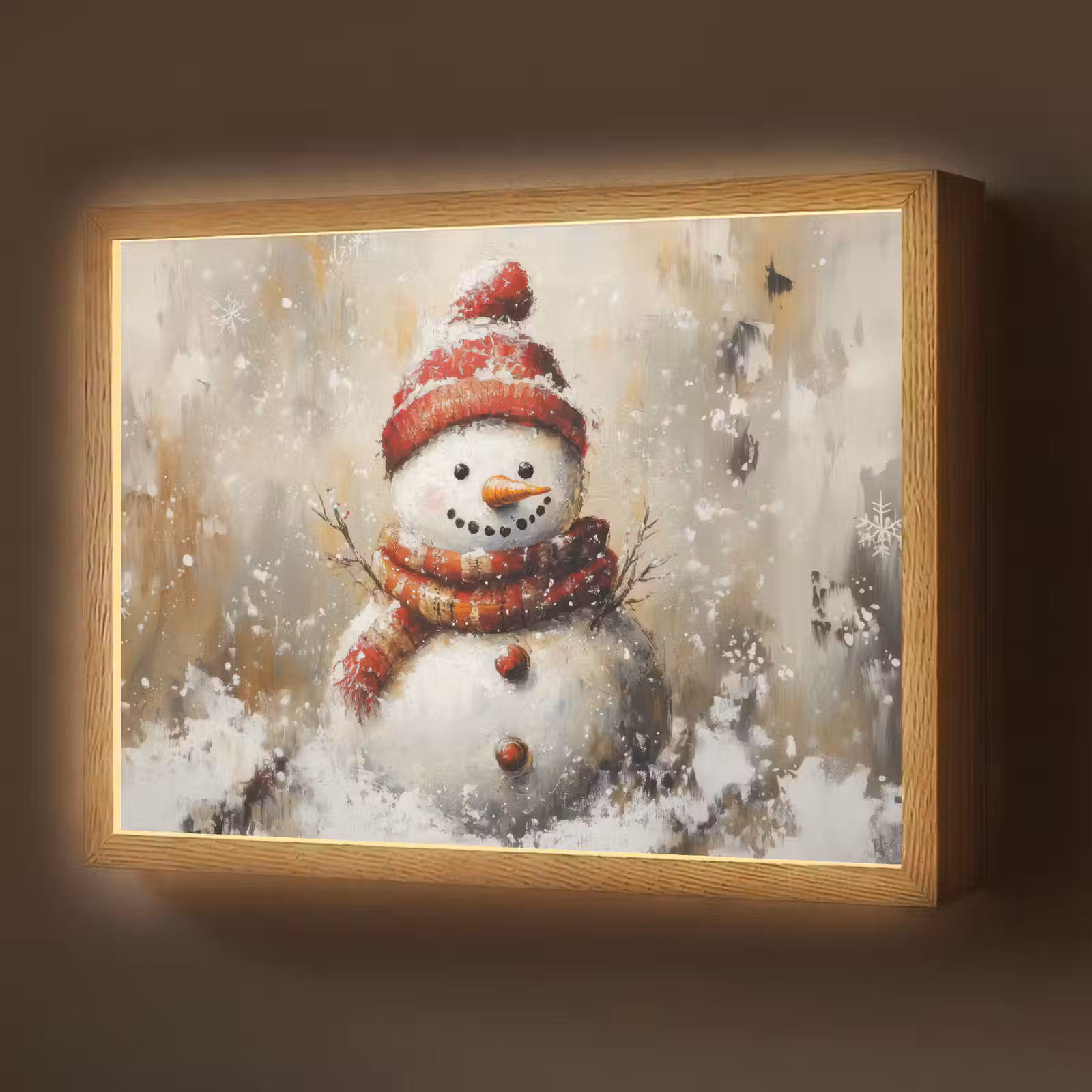 Lightbox - Wandlamp - Sneeuwpop - Winter - Sneeuw - Beige — 1